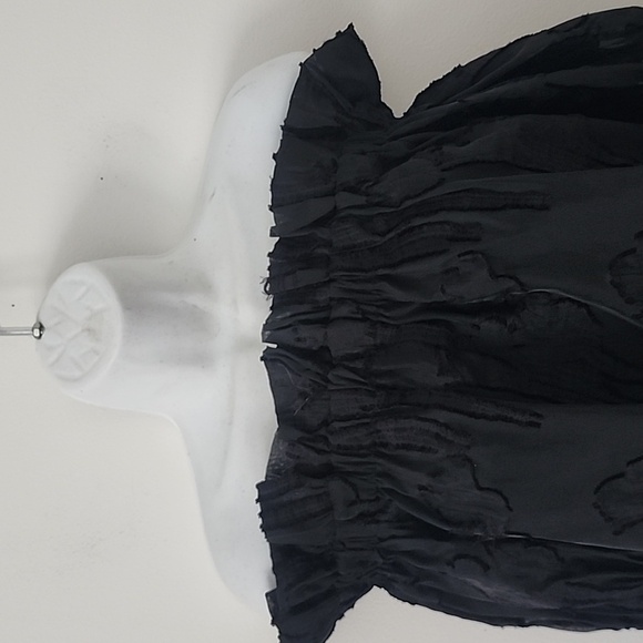 Alexis Raza Off Shoulder diaphanous organza Black top Size Small - Picture 8 of 16
